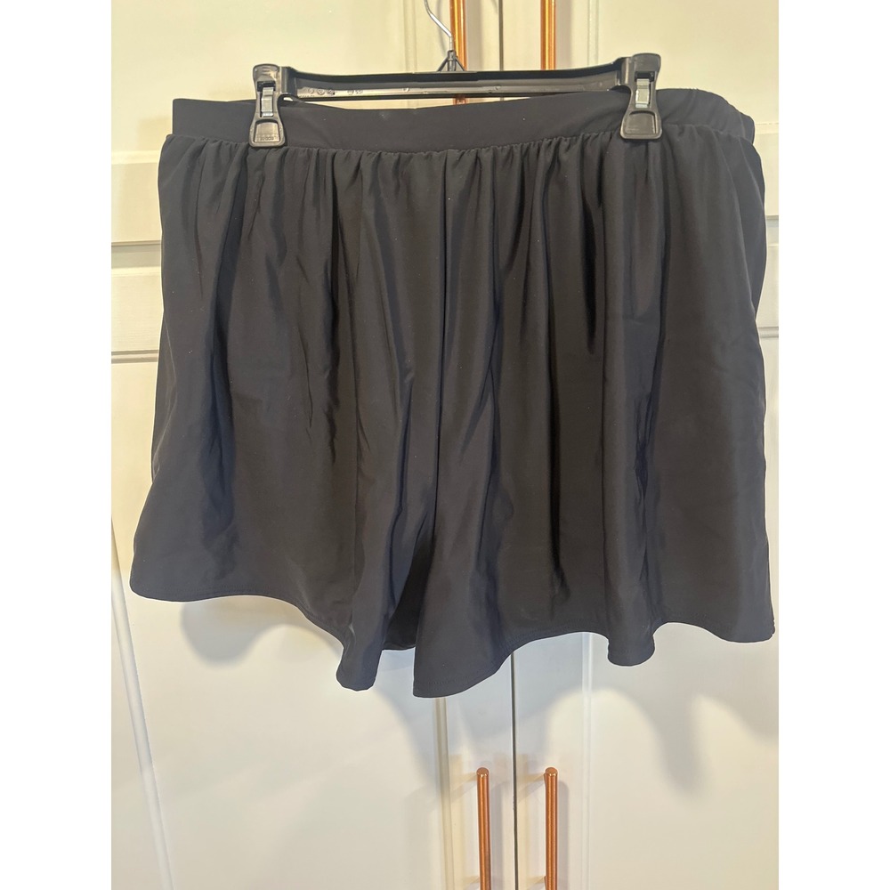 Miraclesuit Womens Black Skirted Swim Shorts Pockets Plus Size 20W travel beach
